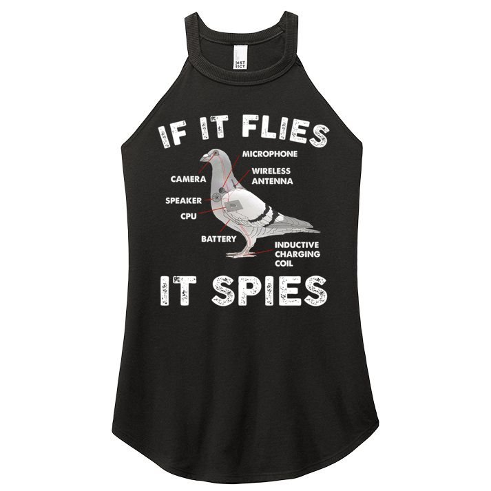If It Flies It Spies Pigeon Anatomy Bird Funny Women's Perfect Tri Rocker Tank