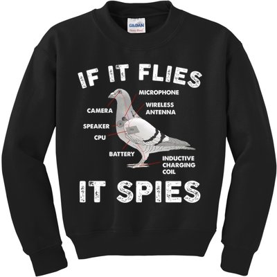 If It Flies It Spies Pigeon Anatomy Bird Funny Kids Sweatshirt