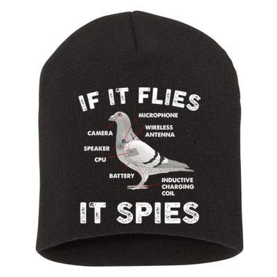 If It Flies It Spies Pigeon Anatomy Bird Funny Short Acrylic Beanie
