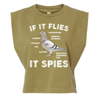 If It Flies It Spies Pigeon Anatomy Bird Funny Garment-Dyed Women's Muscle Tee