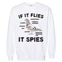 If It Flies It Spies Pigeon Anatomy Bird Funny Garment-Dyed Sweatshirt