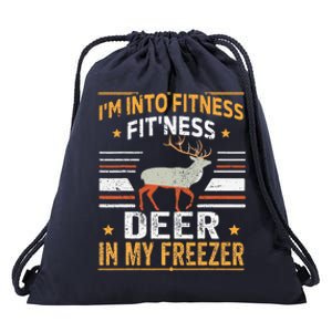 I'm Into Fitness Deer Freezer funny dad hunter deer hunting Drawstring Bag