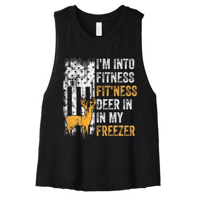 I'm Into Fitness Deer Freezer Funny Hunting Deer Hunter Women's Racerback Cropped Tank