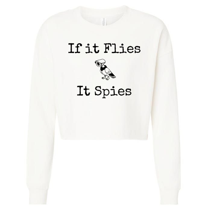 If It Flies It Spies Funny Bird Spy Cropped Pullover Crew