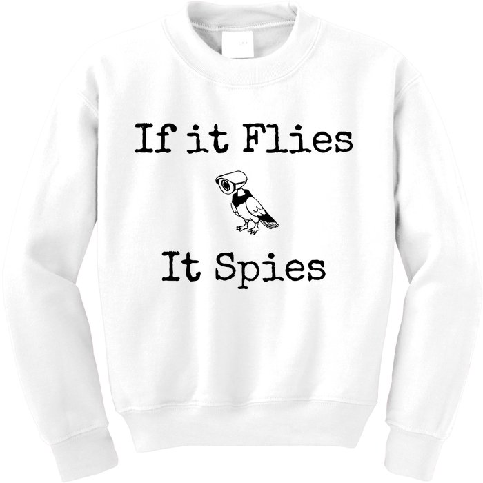 If It Flies It Spies Funny Bird Spy Kids Sweatshirt