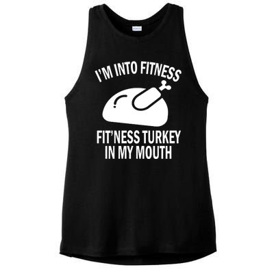 IM Into Fitness Funny Turkey Holiday Ladies PosiCharge Tri-Blend Wicking Tank