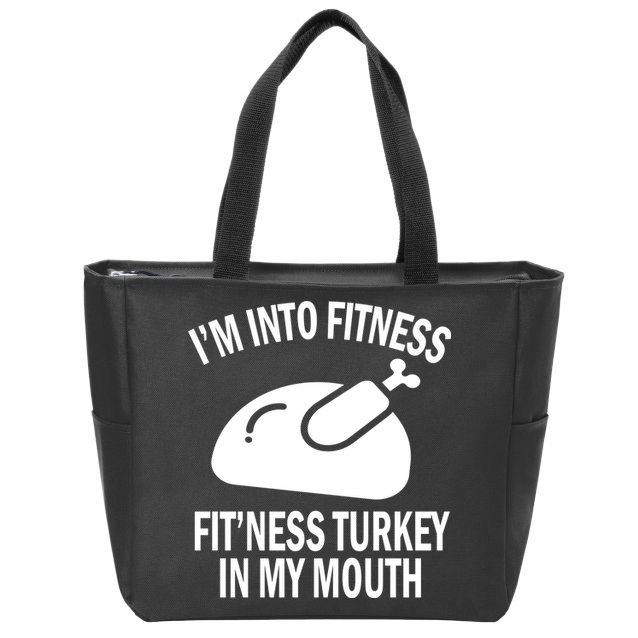 IM Into Fitness Funny Turkey Holiday Zip Tote Bag