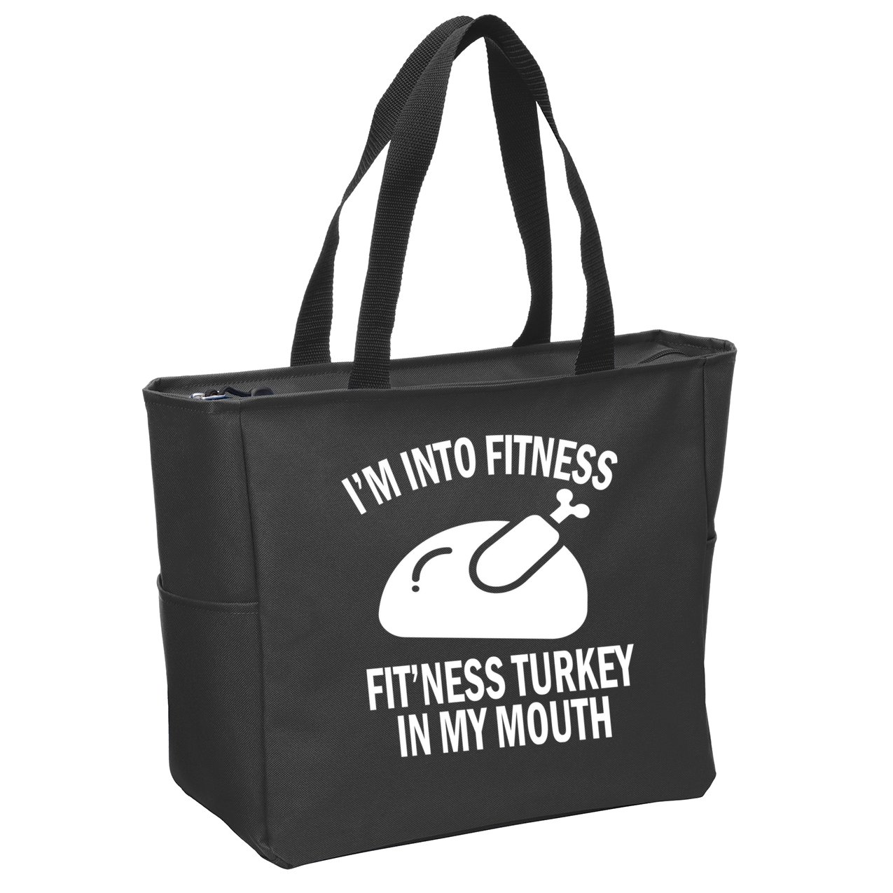 IM Into Fitness Funny Turkey Holiday Zip Tote Bag