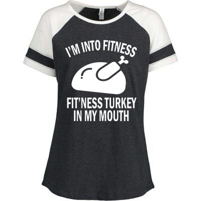 IM Into Fitness Funny Turkey Holiday Enza Ladies Jersey Colorblock Tee