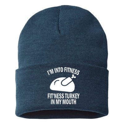 IM Into Fitness Funny Turkey Holiday Sustainable Knit Beanie