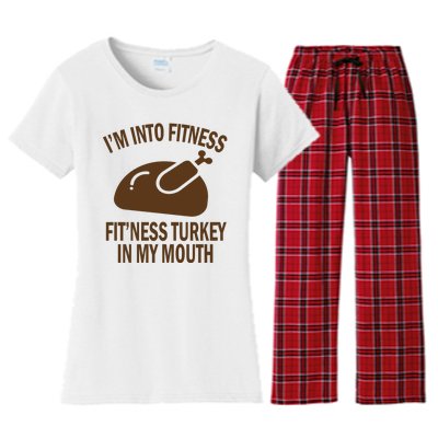 IM Into Fitness Funny Turkey Holiday Women's Flannel Pajama Set