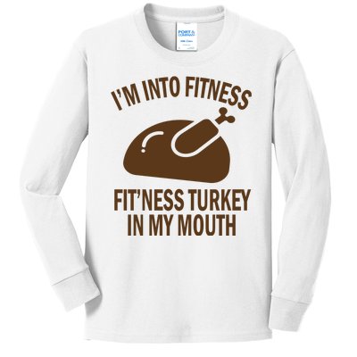 IM Into Fitness Funny Turkey Holiday Kids Long Sleeve Shirt