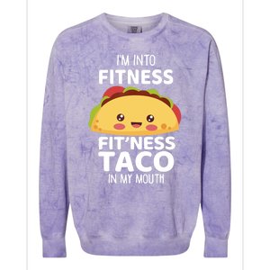 I'm Into Fitness Taco In My Mouth Gym Workout Taco Colorblast Crewneck Sweatshirt