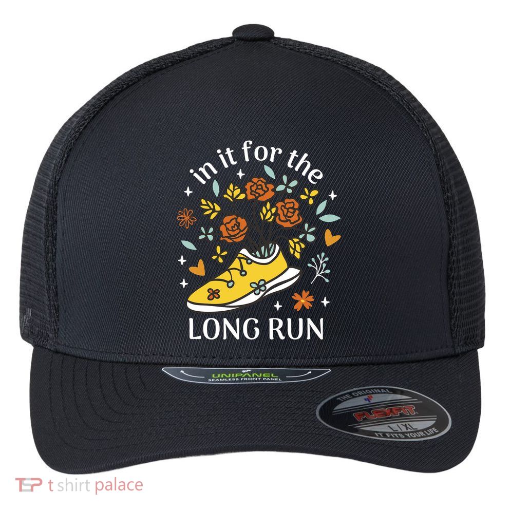 In It For The Long Run Floral Flexfit Unipanel Trucker Cap