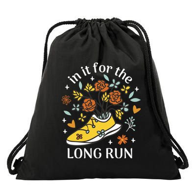 In It For The Long Run Floral Drawstring Bag
