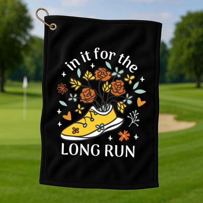 In It For The Long Run Floral Golf Towel