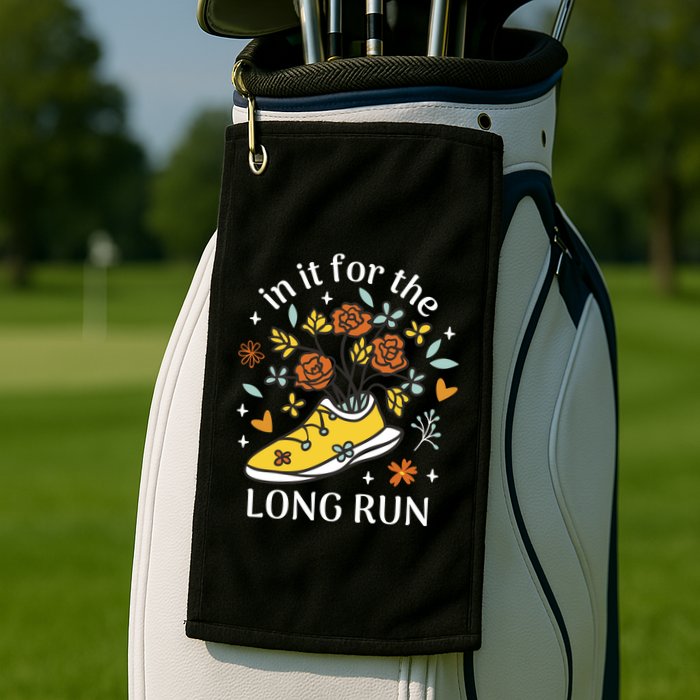 In It For The Long Run Floral Golf Towel