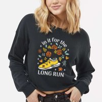 In It For The Long Run Floral Cropped Pullover Crew