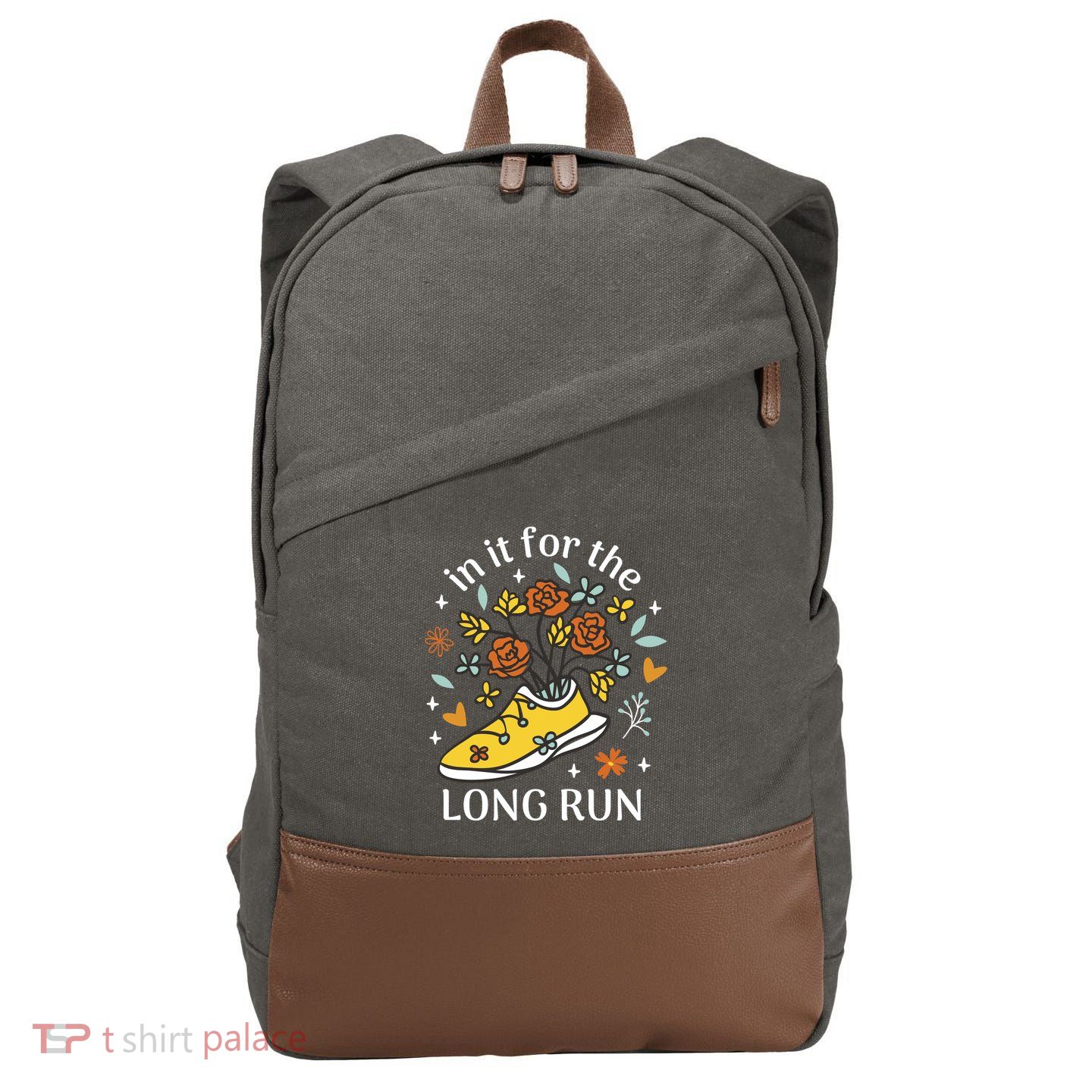 In It For The Long Run Floral Cotton Canvas Backpack