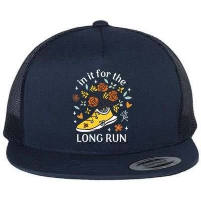 In It For The Long Run Floral Flat Bill Trucker Hat