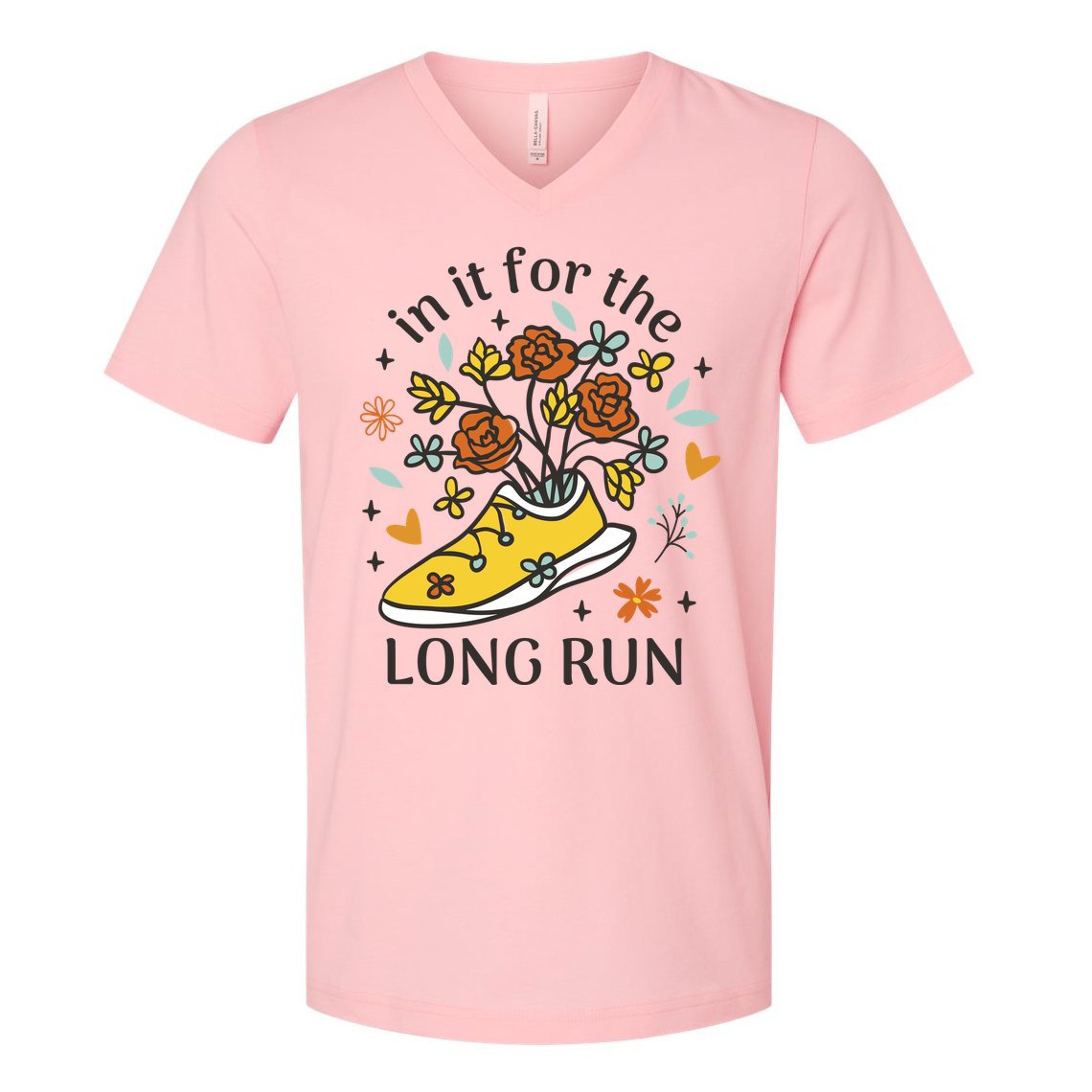 In It For The Long Run Floral V-Neck T-Shirt
