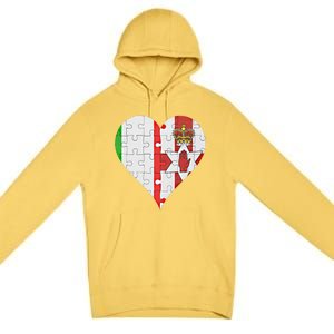 Italian Irish Flag Heart Gift Premium Pullover Hoodie