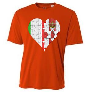 Italian Irish Flag Heart Gift Cooling Performance Crew T-Shirt