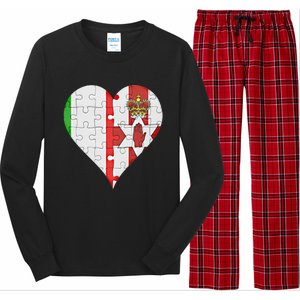 Italian Irish Flag Heart Gift Long Sleeve Pajama Set