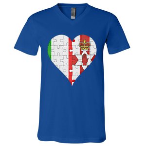 Italian Irish Flag Heart Gift V-Neck T-Shirt