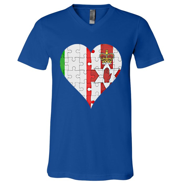 Italian Irish Flag Heart Gift V-Neck T-Shirt