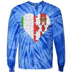 Italian Irish Flag Heart Gift Tie-Dye Long Sleeve Shirt