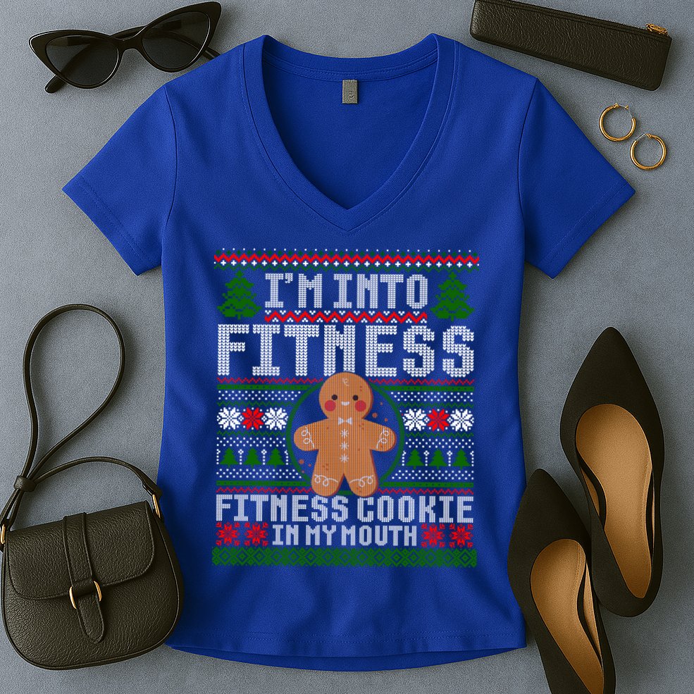 IM Into Fitness Cookie Gingerbread Ugly Christmas Sweater Great Gift Women's V-Neck T-Shirt