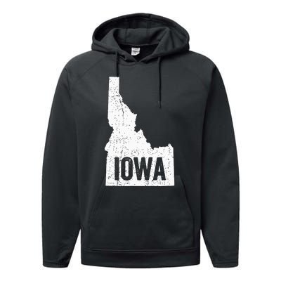 Idaho Iowa Funny Geography Mix Up Joke Idawa Pride Performance Fleece Hoodie