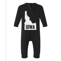 Idaho Iowa Funny Geography Mix Up Joke Idawa Pride Infant Fleece One Piece