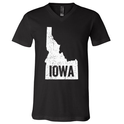 Idaho Iowa Funny Geography Mix Up Joke Idawa Pride V-Neck T-Shirt