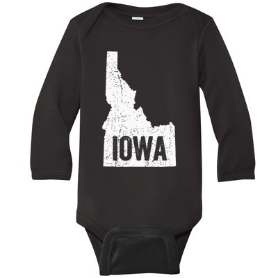 Idaho Iowa Funny Geography Mix Up Joke Idawa Pride Baby Long Sleeve Bodysuit