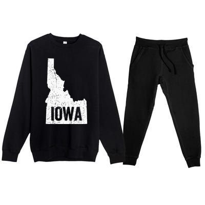 Idaho Iowa Funny Geography Mix Up Joke Idawa Pride Premium Crewneck Sweatsuit Set