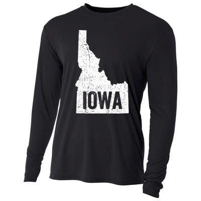 Idaho Iowa Funny Geography Mix Up Joke Idawa Pride Cooling Performance Long Sleeve Crew