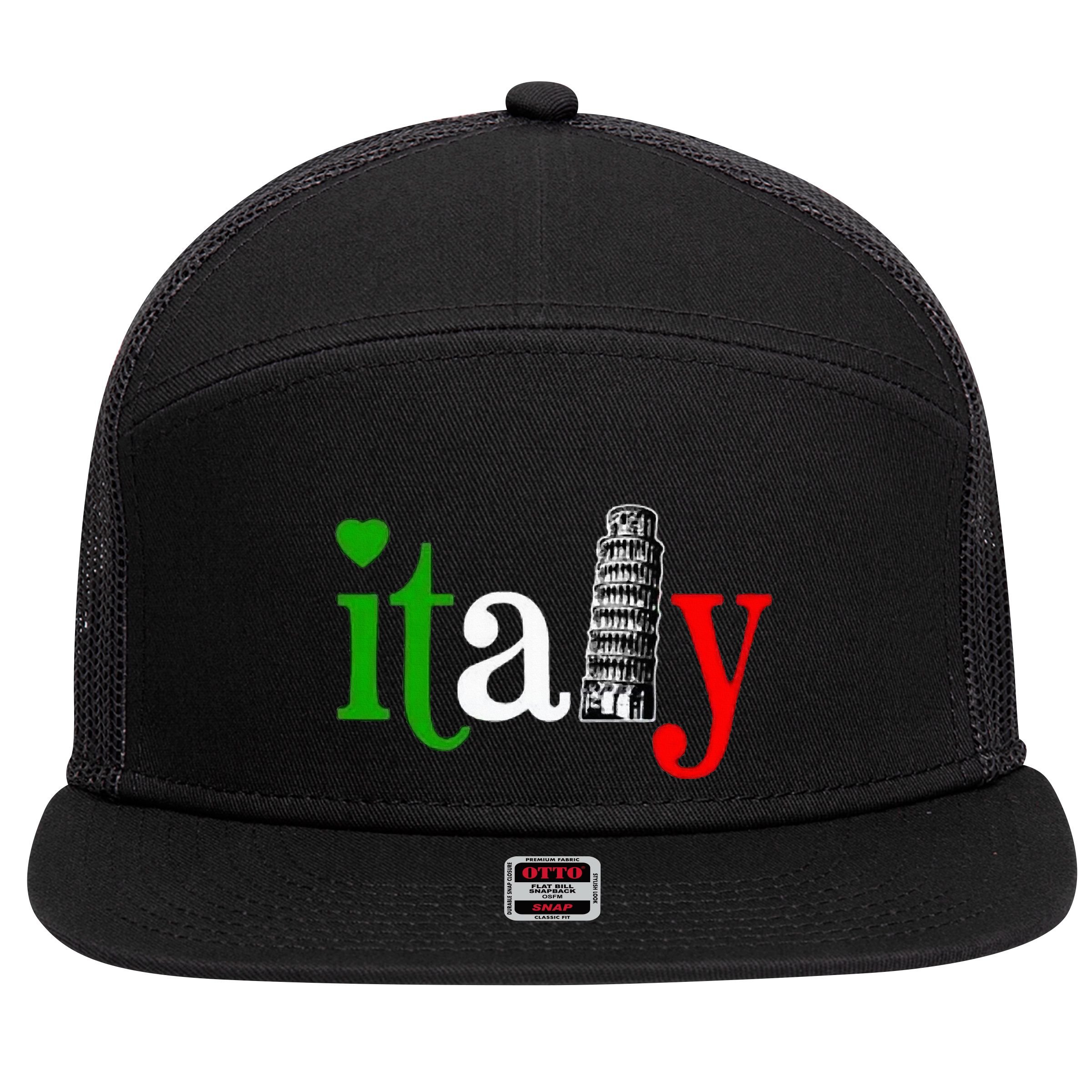 Italy Italian Flag 7 Panel Mesh Trucker Snapback Hat