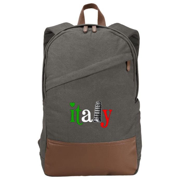 Italy Italian Flag Cotton Canvas Backpack