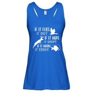 If It Flies It Dies If It Hooks It Cooks Hunting Fishing Great Gift Ladies Essential Flowy Tank