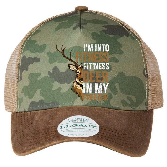 I'm Into Fitness Fit'ness Deer In My Freezer Hunting Deer Legacy Tie Dye Trucker Hat