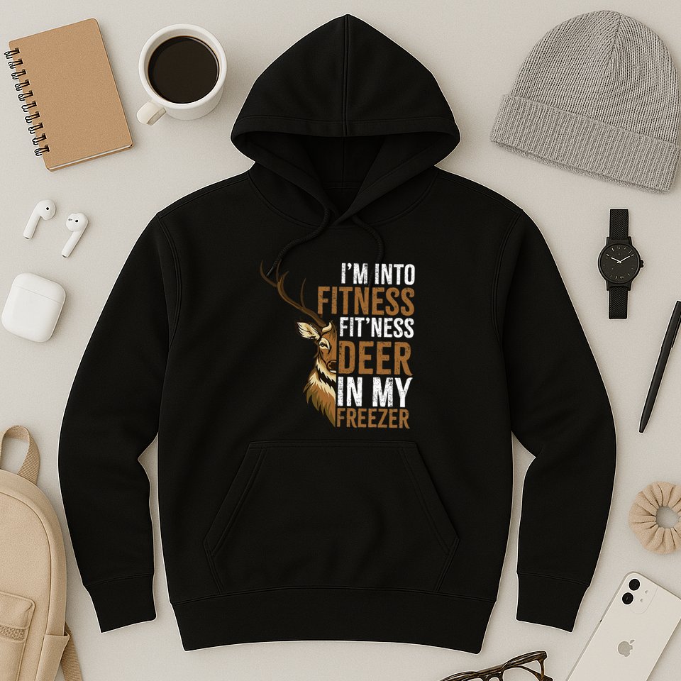 I'm Into Fitness Fit'ness Deer In My Freezer Hunting Deer Hoodie