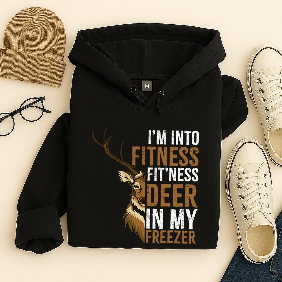 I'm Into Fitness Fit'ness Deer In My Freezer Hunting Deer Hoodie