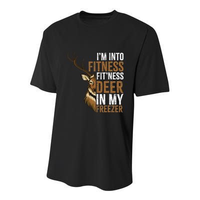 I'm Into Fitness Fit'ness Deer In My Freezer Hunting Deer Youth Performance Sprint T-Shirt