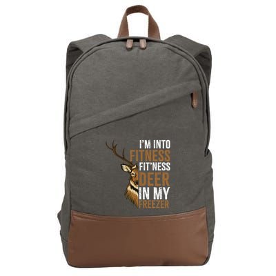 I'm Into Fitness Fit'ness Deer In My Freezer Hunting Deer Cotton Canvas Backpack