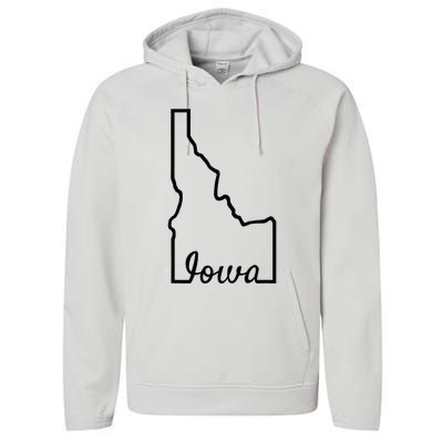 Idaho Iowa Funny Geography Mix Up Joke Idawa State Pride Performance Fleece Hoodie