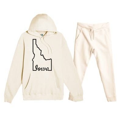 Idaho Iowa Funny Geography Mix Up Joke Idawa State Pride Premium Hooded Sweatsuit Set