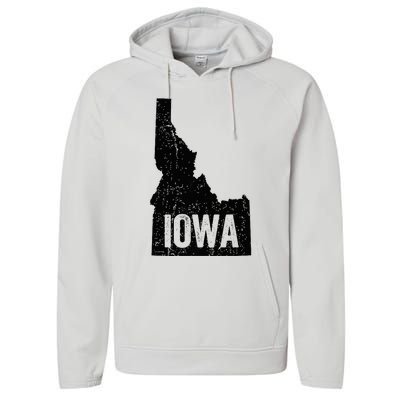 Idaho Iowa Funny Geography Mix Up Performance Fleece Hoodie