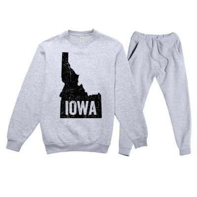 Idaho Iowa Funny Geography Mix Up Premium Crewneck Sweatsuit Set